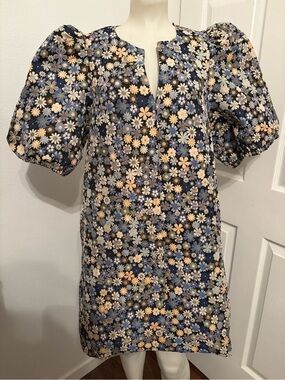 THML Floral Puff-Sleeve Shift Dress NWT M